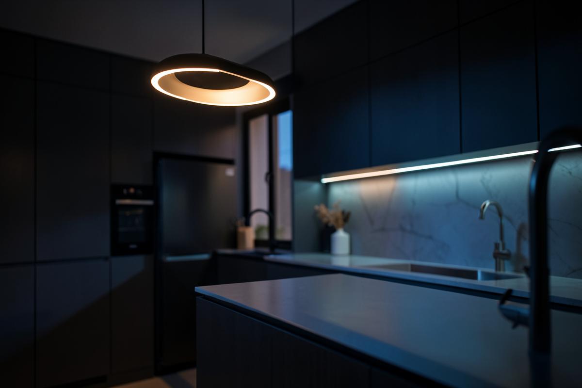 Modern LED lighting in a kitchen
